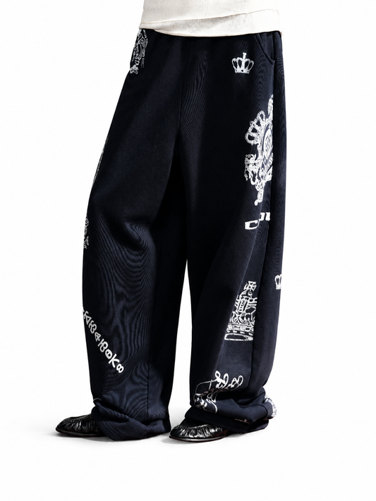 Ace Jolun Napoleon print sweatpants navy blue front view