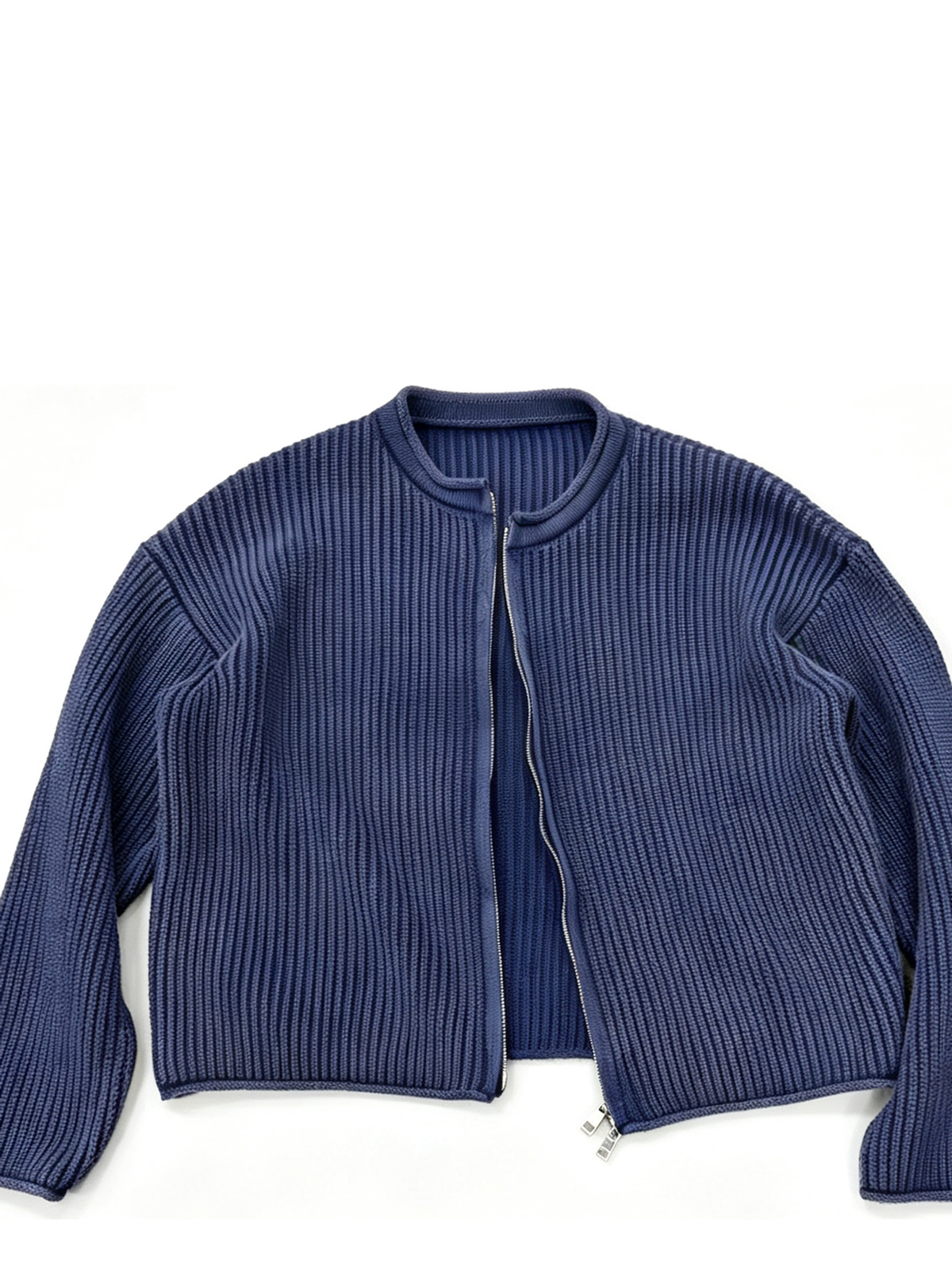 Ace Jolun. Navy Double-Zip Knit Cardigan product view 3