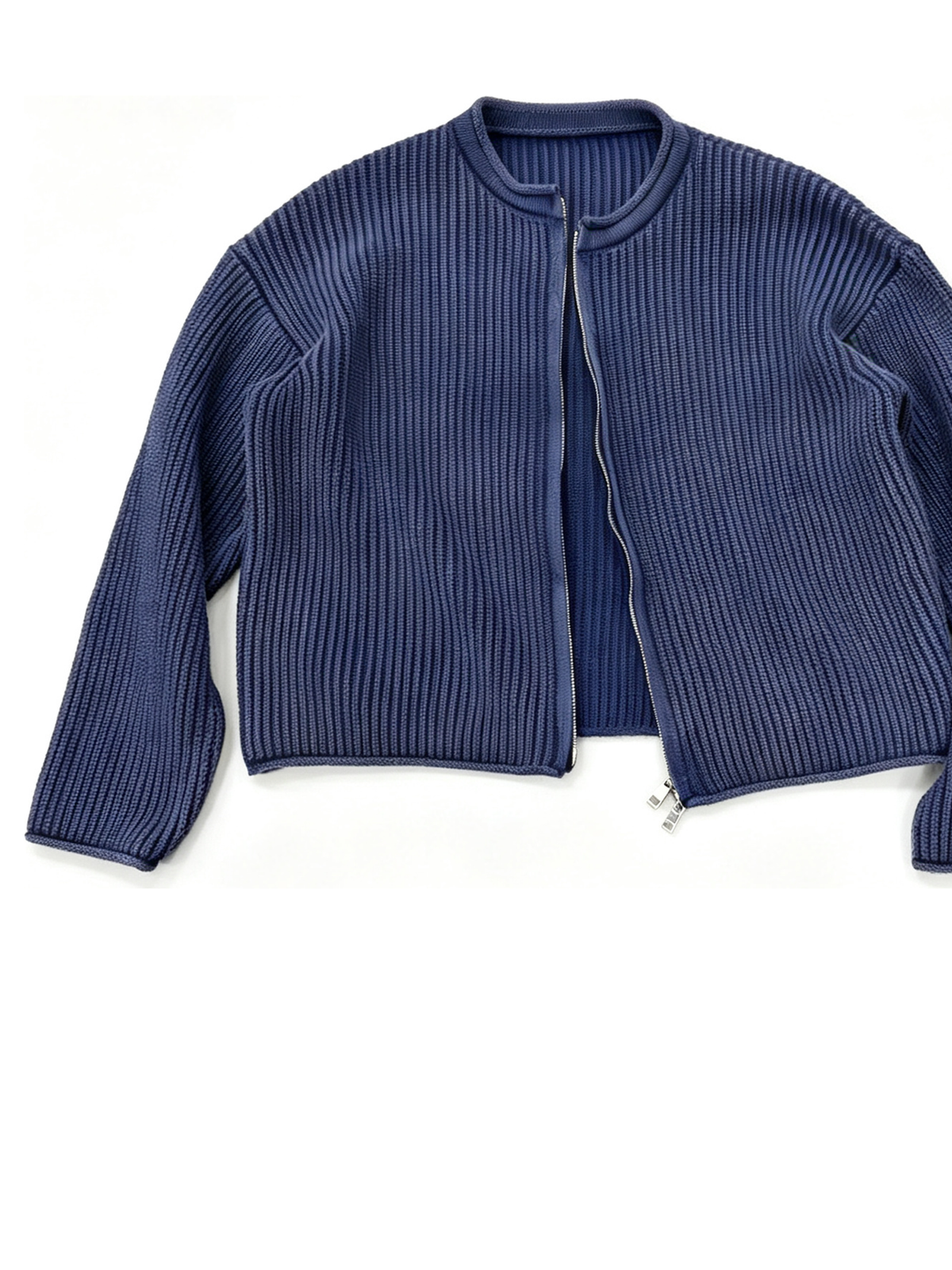 Ace Jolun. Navy Double-Zip Knit Cardigan product view 4