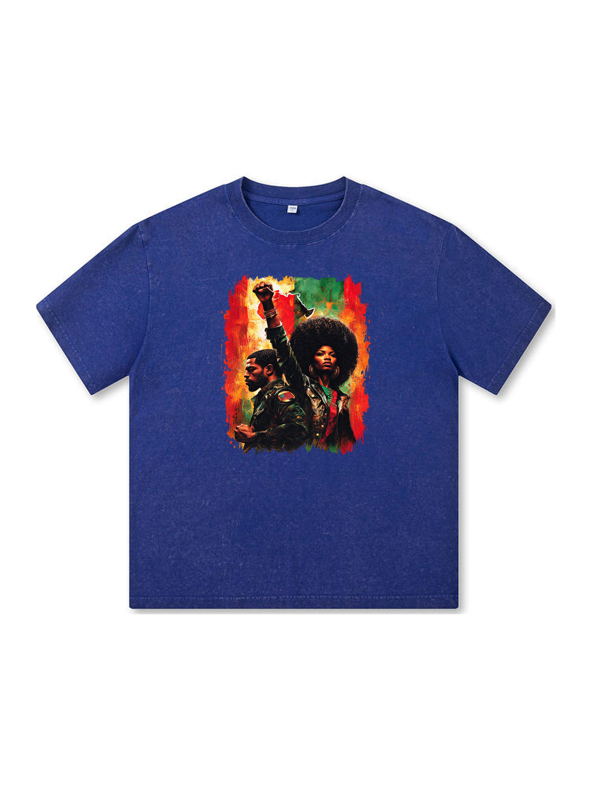 Ace Jolun. Pan-African Power Couple Washed Tee - Royal Blue