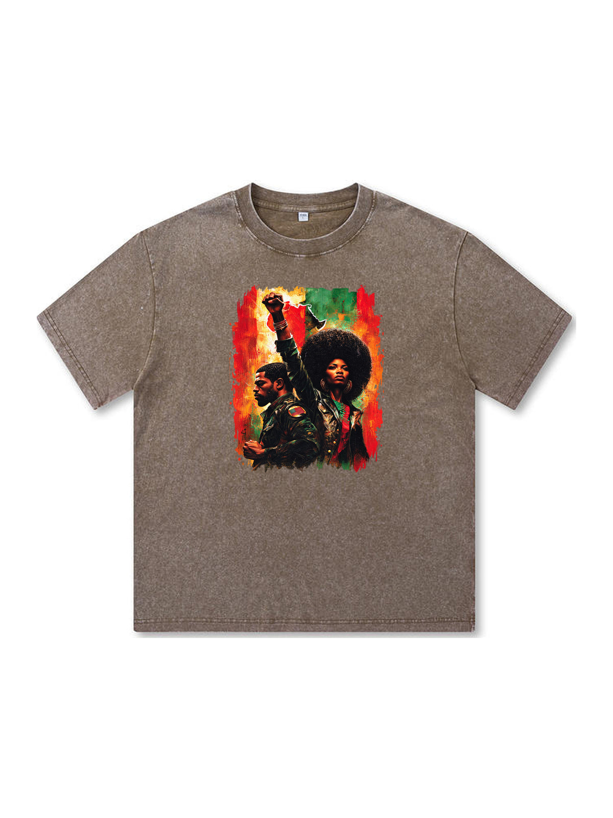 Ace Jolun. Pan-African Power Couple Washed Tee - Mocha