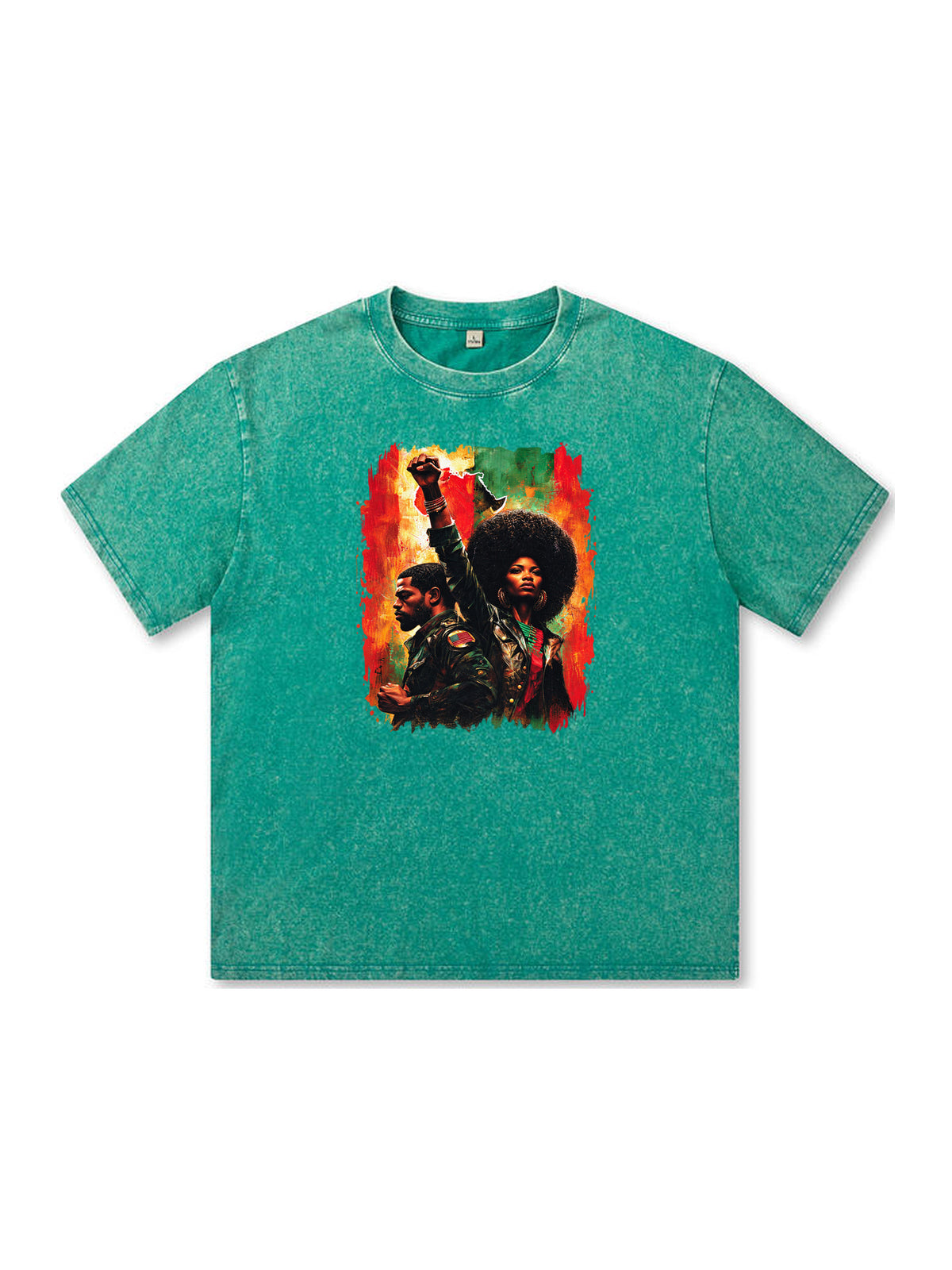Ace Jolun. Pan-African Power Couple Washed Tee - Teal
