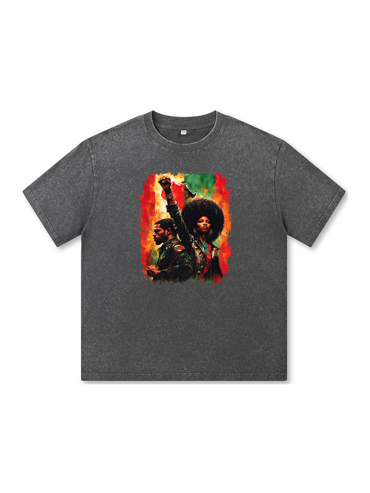 Ace Jolun. Pan-African Power Couple Washed Tee - Charcoal