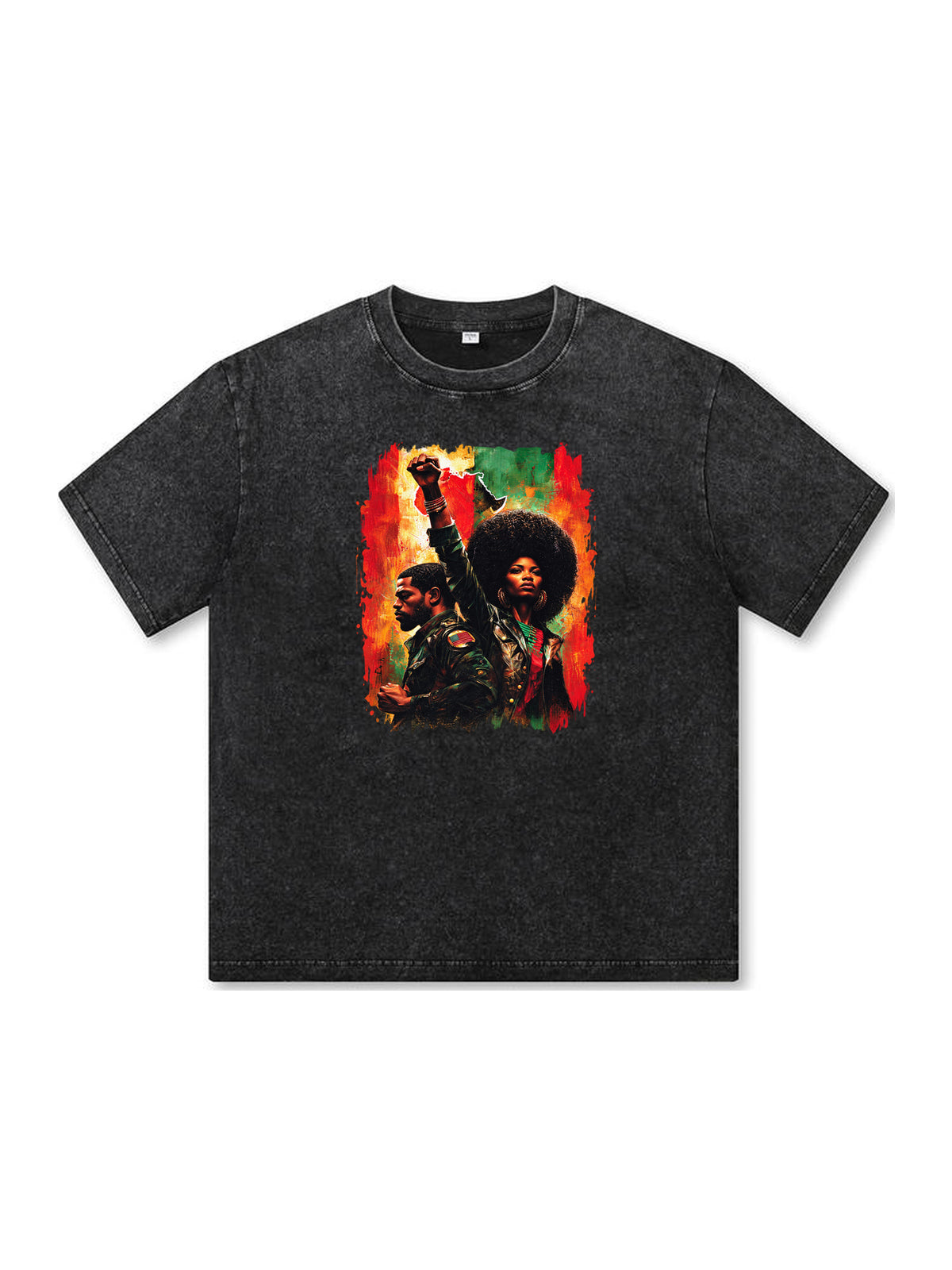 Ace Jolun. Pan-African Power Couple Washed Tee - Black