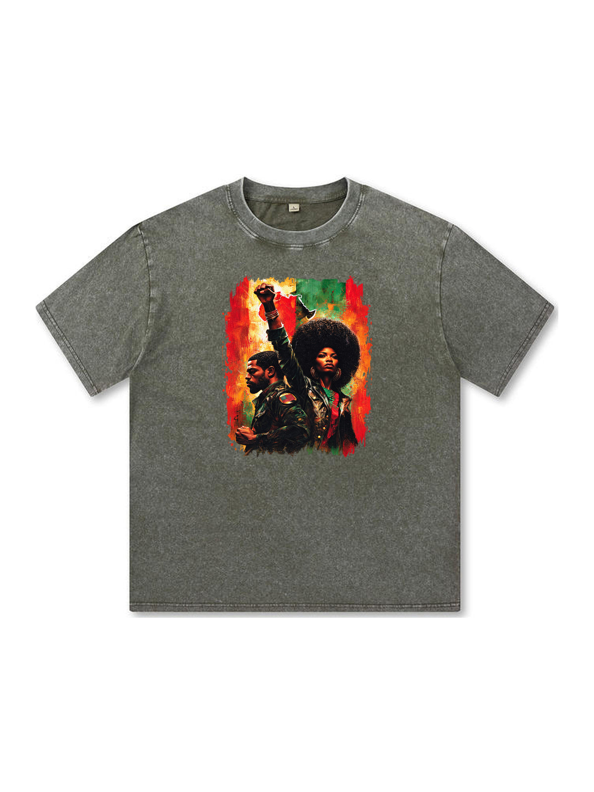 Ace Jolun. Pan-African Power Couple Washed Tee - Olive