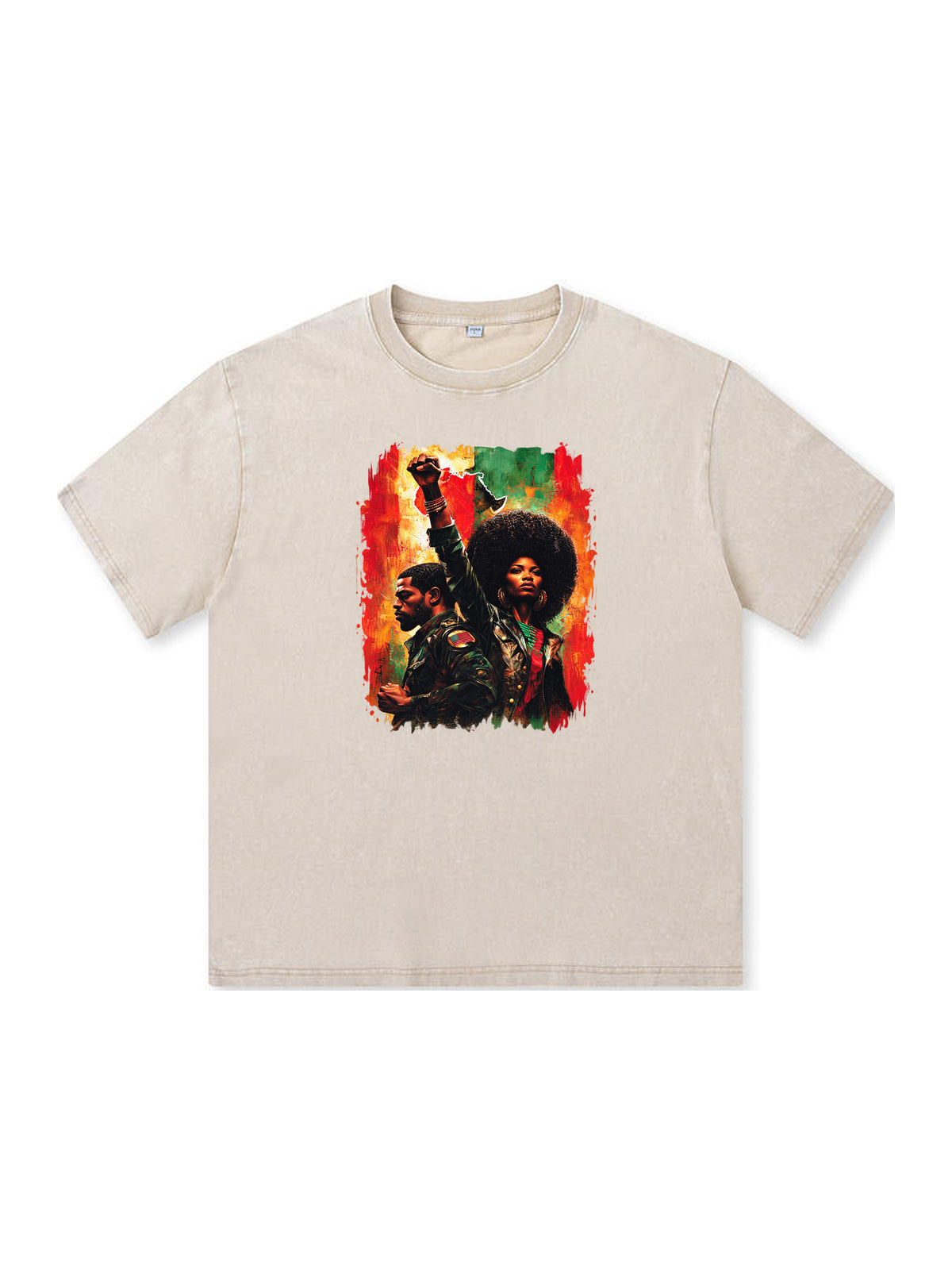 Ace Jolun. Pan-African Power Couple Washed Tee - Cream