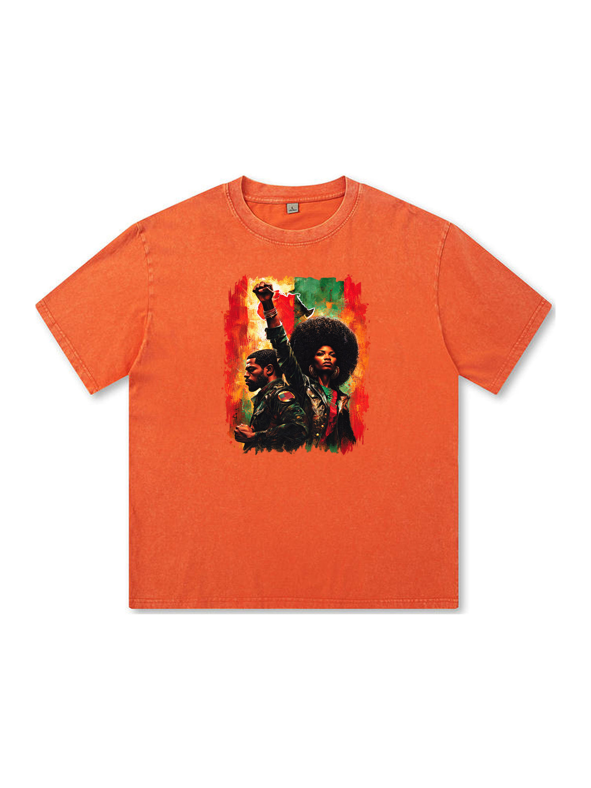 Ace Jolun. Pan-African Power Couple Washed Tee - Orange