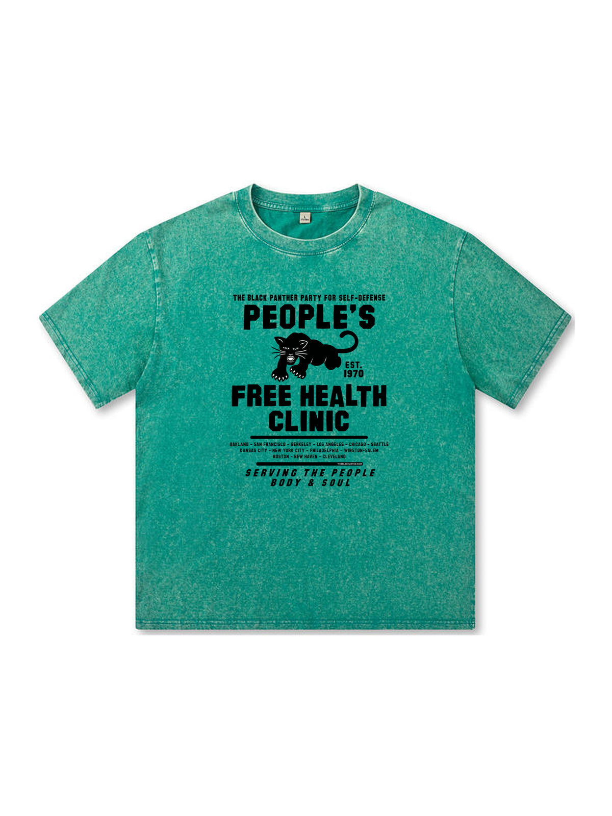 Ace Jolun. People's Free Health Clinic Washed Tee - Teal