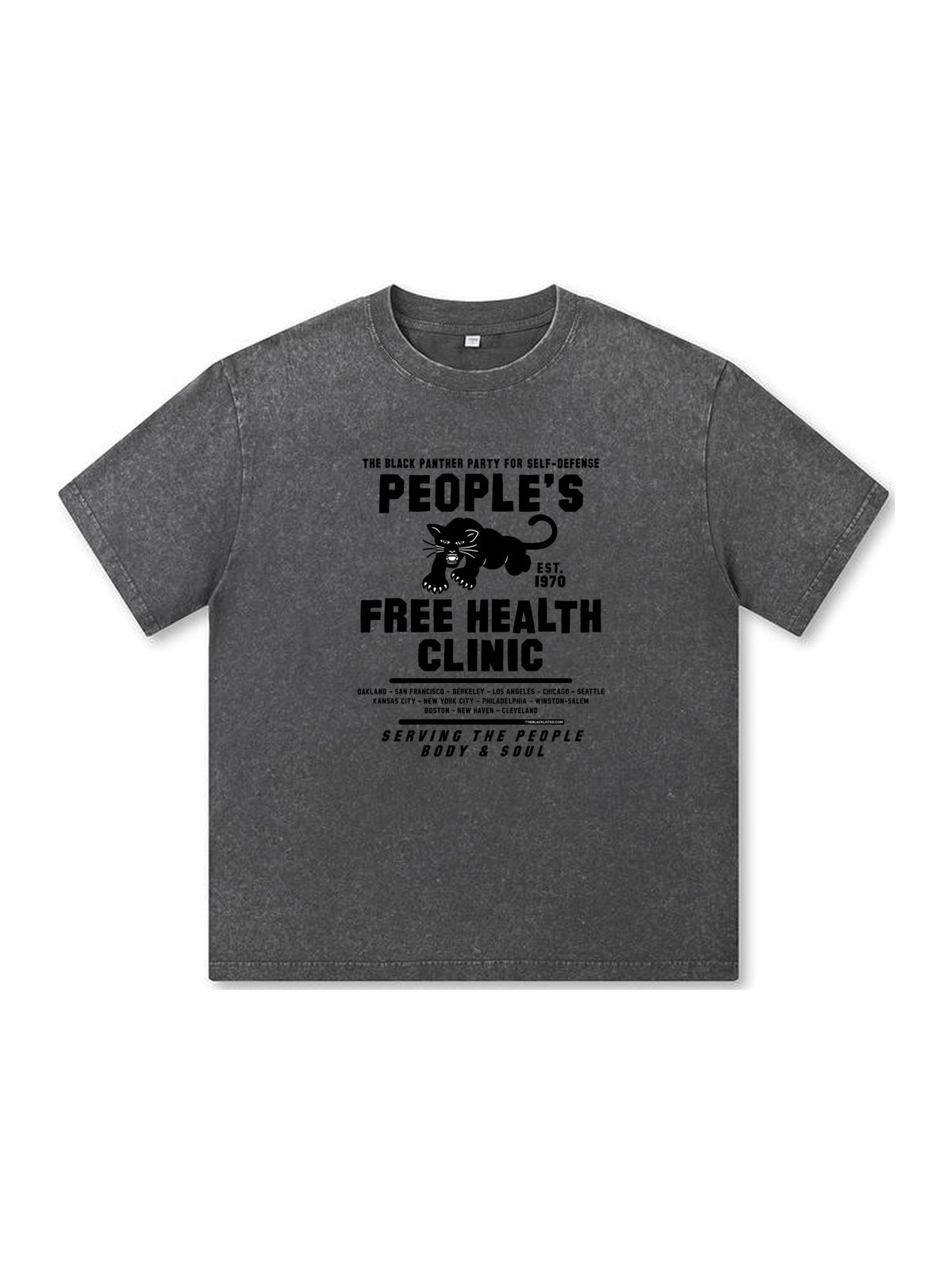 Ace Jolun. People's Free Health Clinic Washed Tee - Charcoal