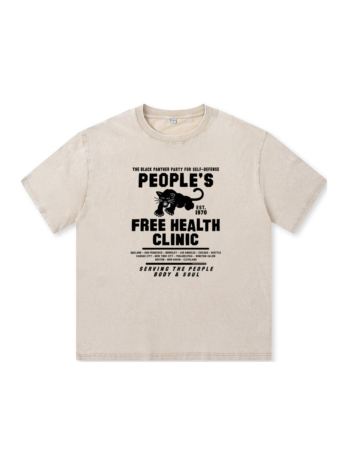 Ace Jolun. People's Free Health Clinic Washed Tee - Cream