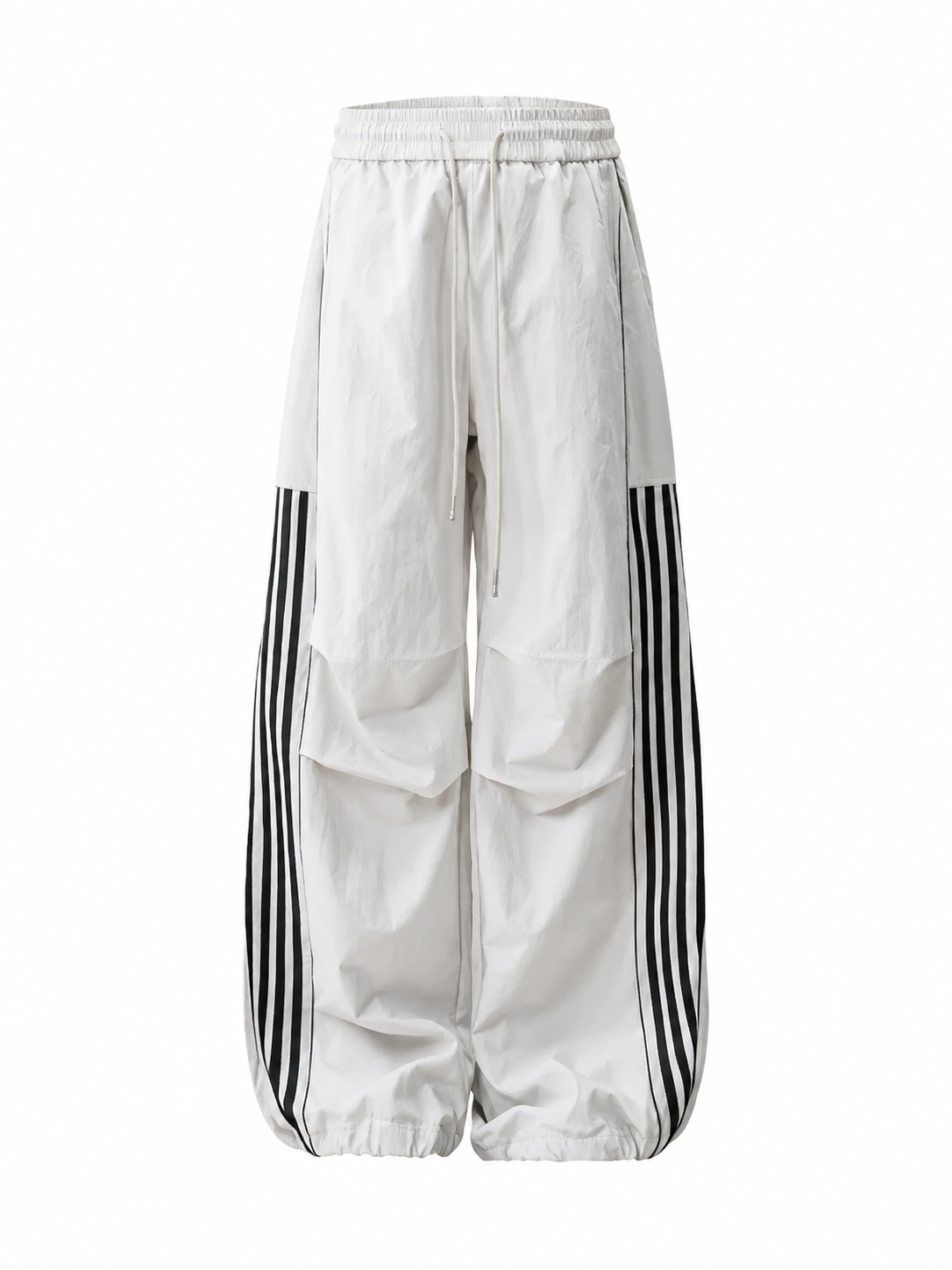 Ace Jolun white pleated stripe-panel cargo pants front view