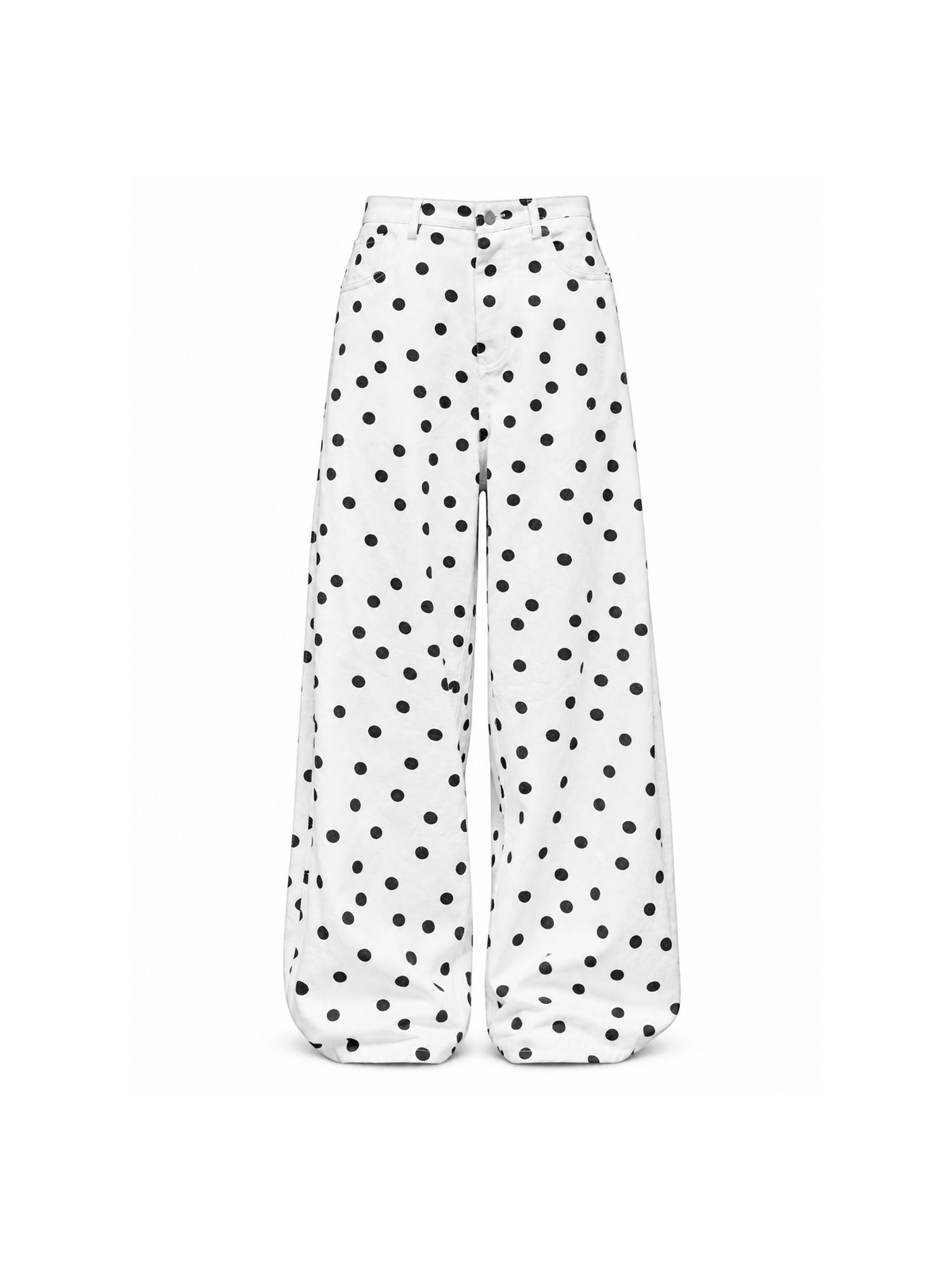 Polka-Dot Curved-Leg Wide-Leg Pants product image