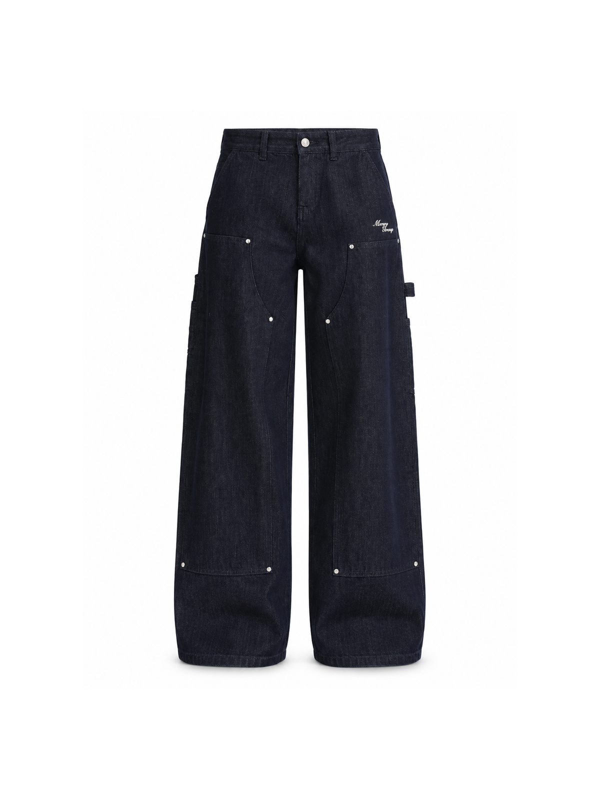 Raw Denim Double-Knee Straight-Leg Jeans product image