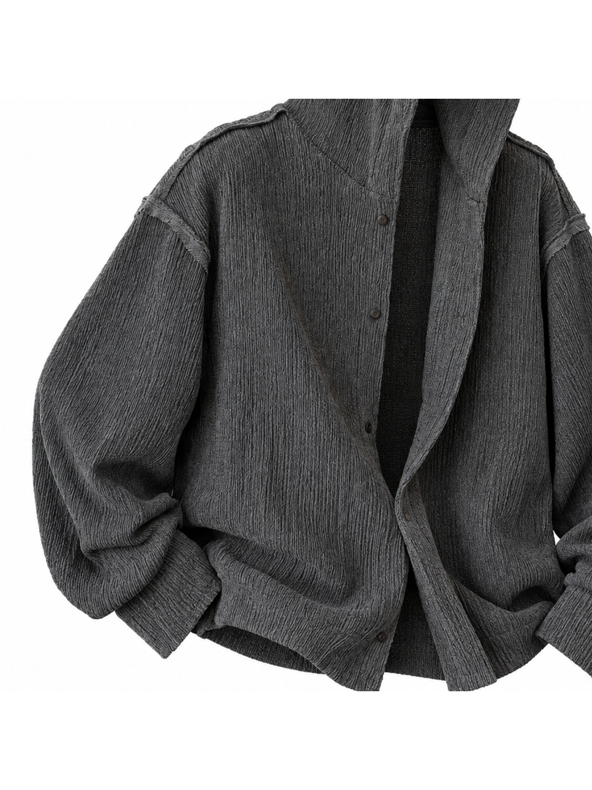 Ace Jolun. Raw-Edge Hooded Shirt Jacket product view 4