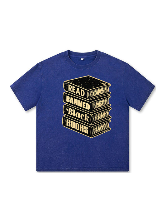 Ace Jolun. Read Banned Black Books Washed Tee - Royal Blue