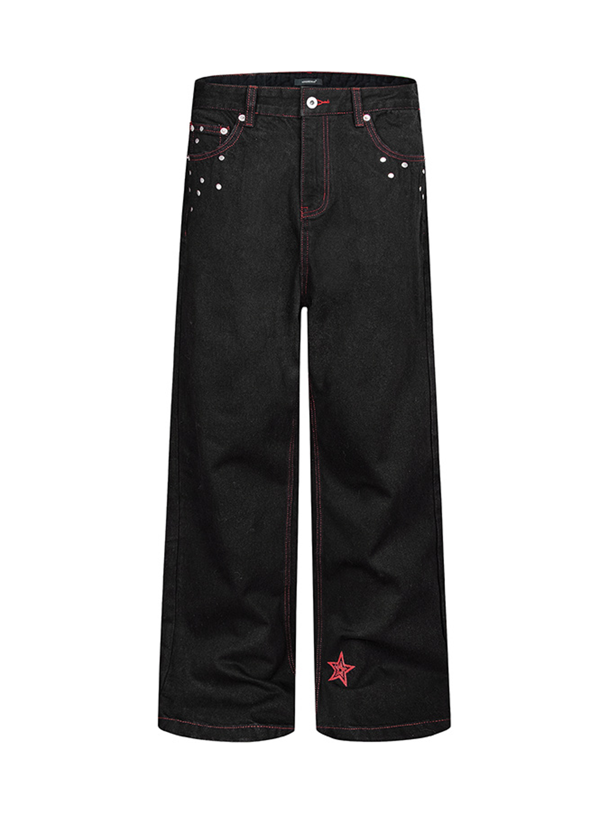 Ace Jolun. Red-Selvedge Black Raw Denim Jeans product view 1
