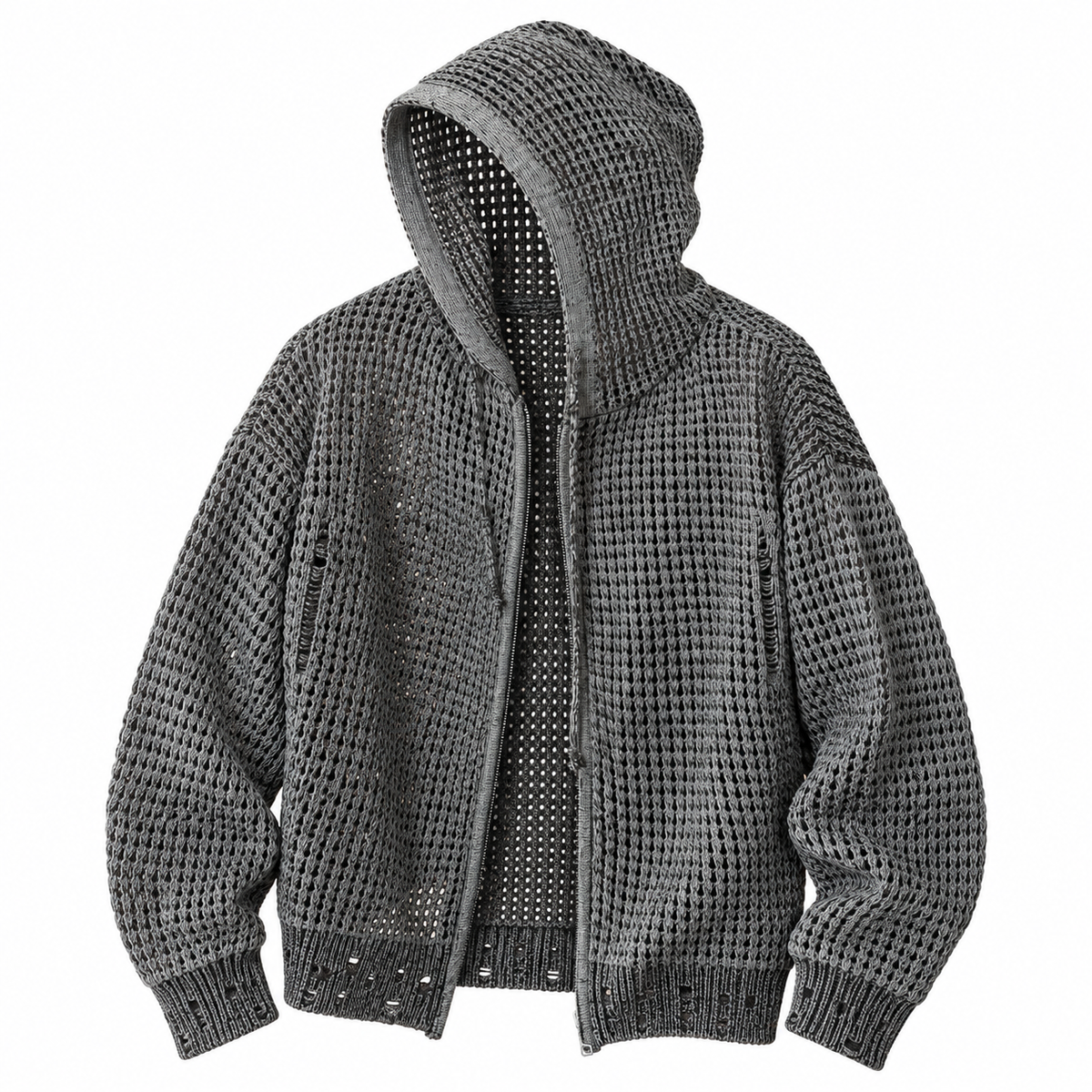 Ace Jolun. Reversible Openwork Hooded Cardigan product view 1