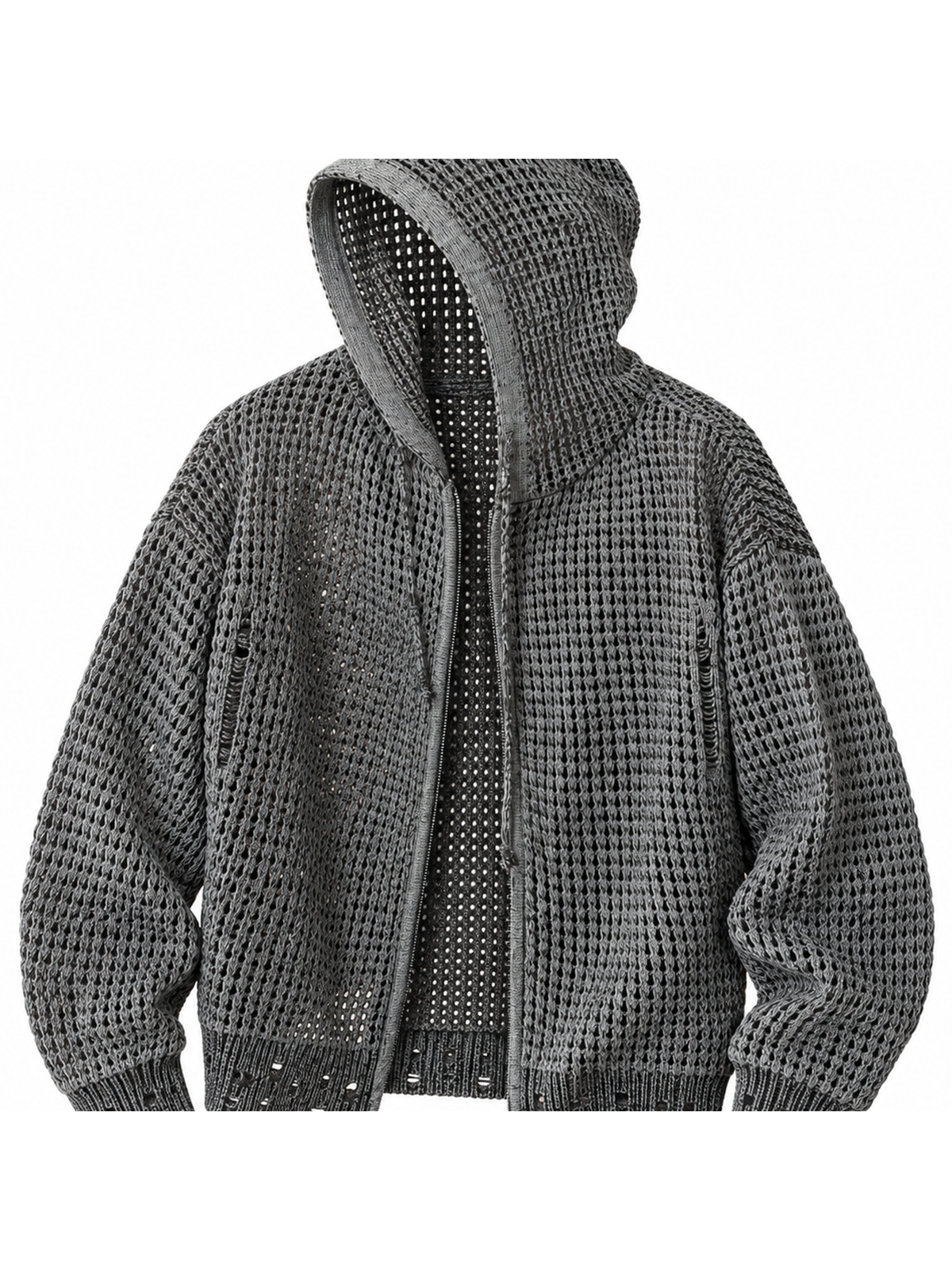 Ace Jolun. Reversible Openwork Hooded Cardigan product view 2