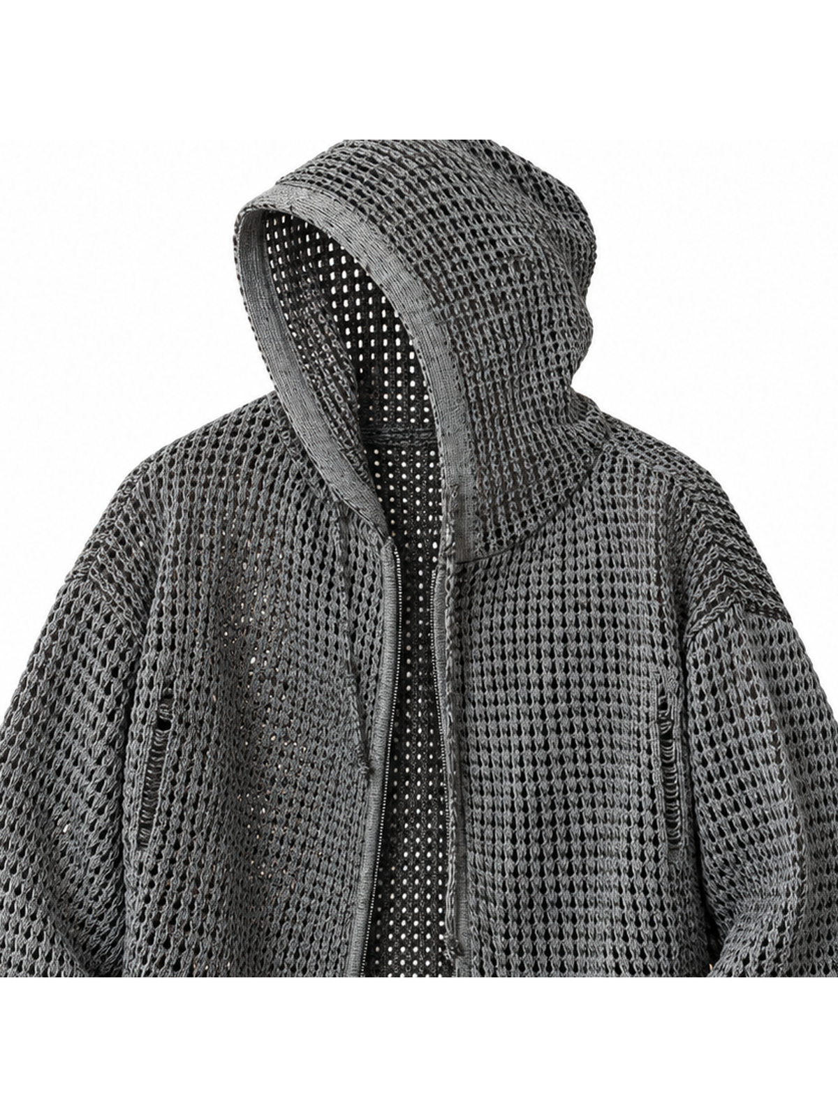 Ace Jolun. Reversible Openwork Hooded Cardigan product view 3