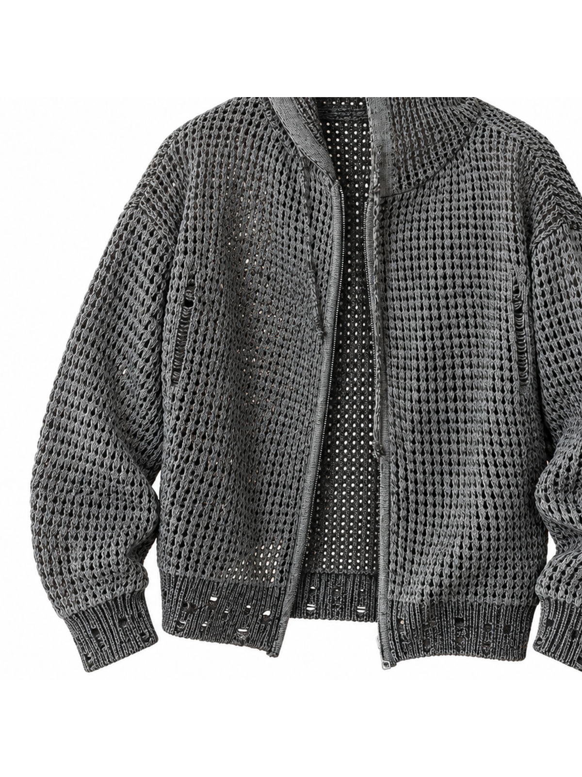 Ace Jolun. Reversible Openwork Hooded Cardigan product view 4