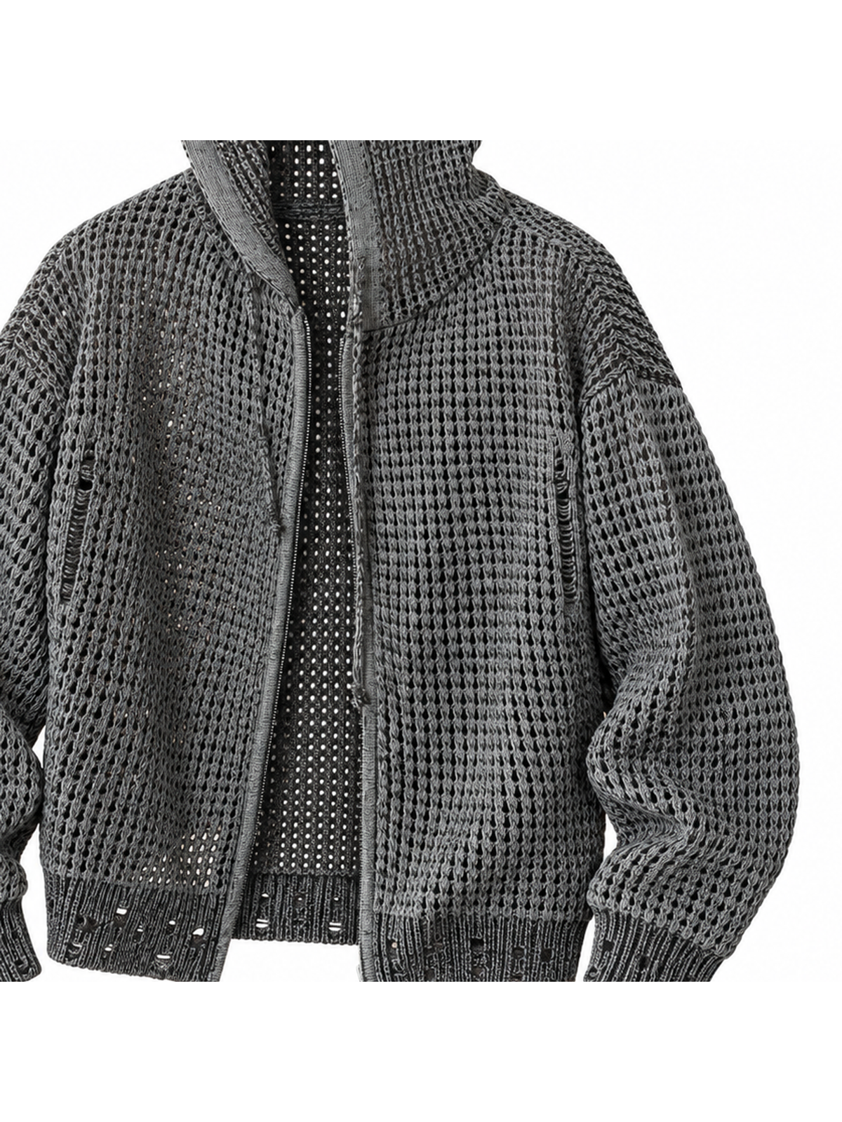 Ace Jolun. Reversible Openwork Hooded Cardigan product view 5