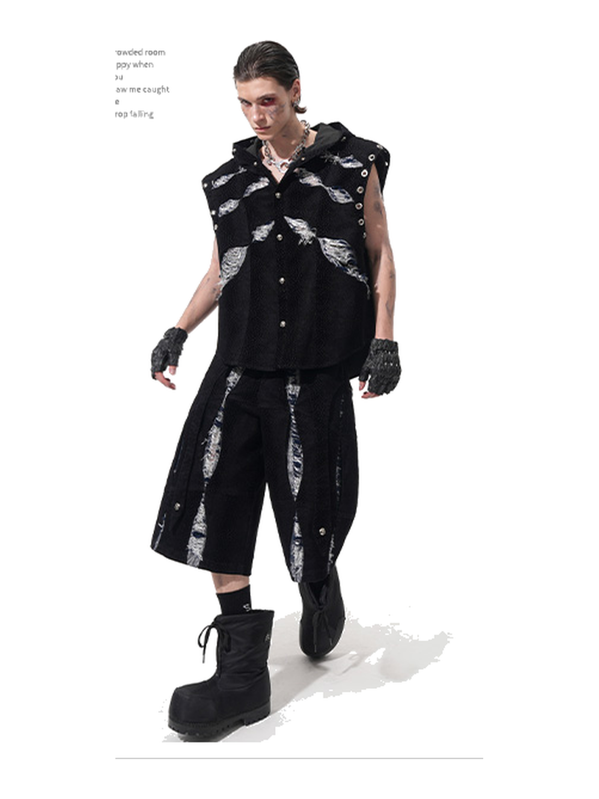 Snake-Panel Deconstructed Longline Shorts product view 1