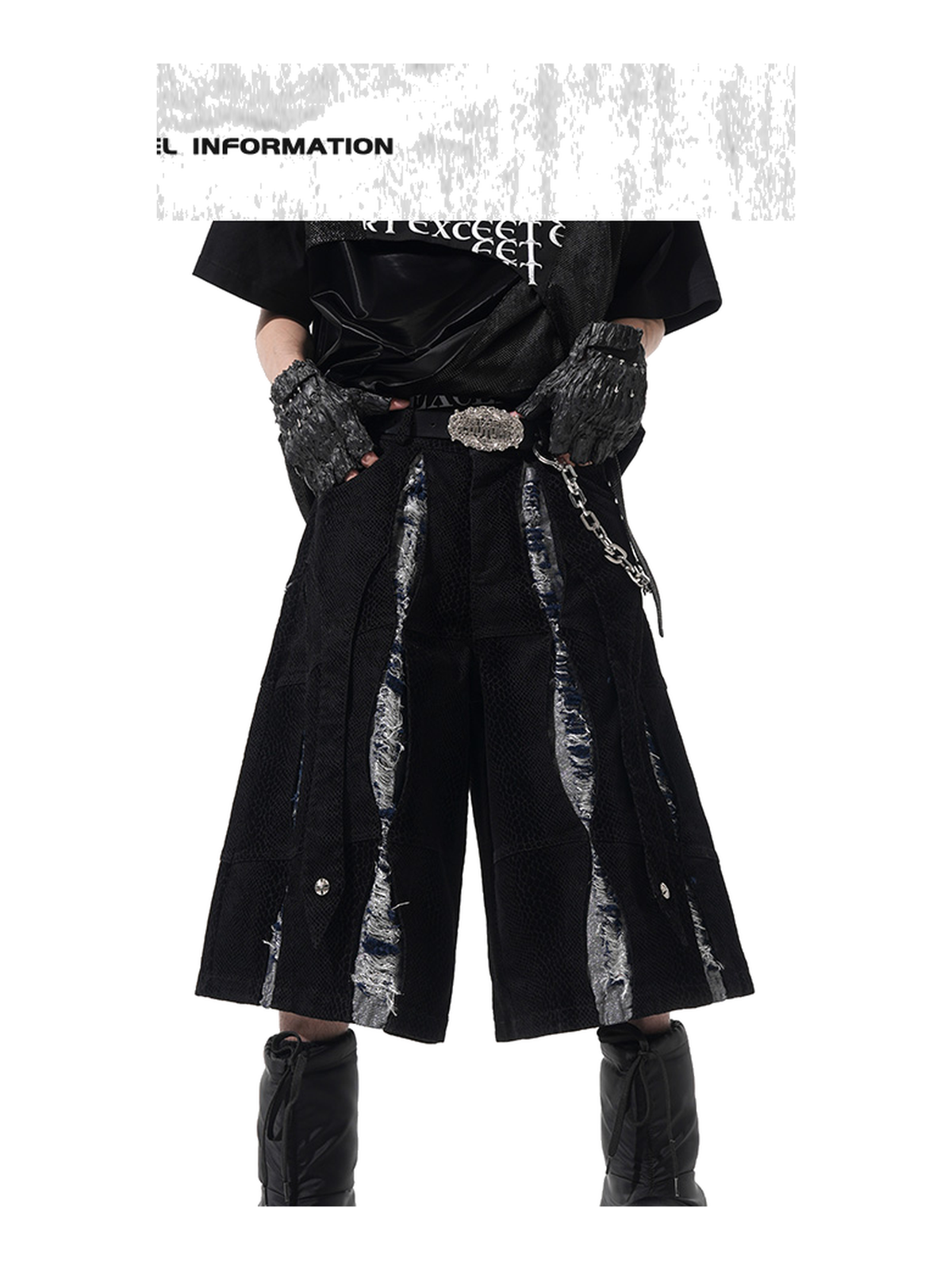 Snake-Panel Deconstructed Longline Shorts product view 2