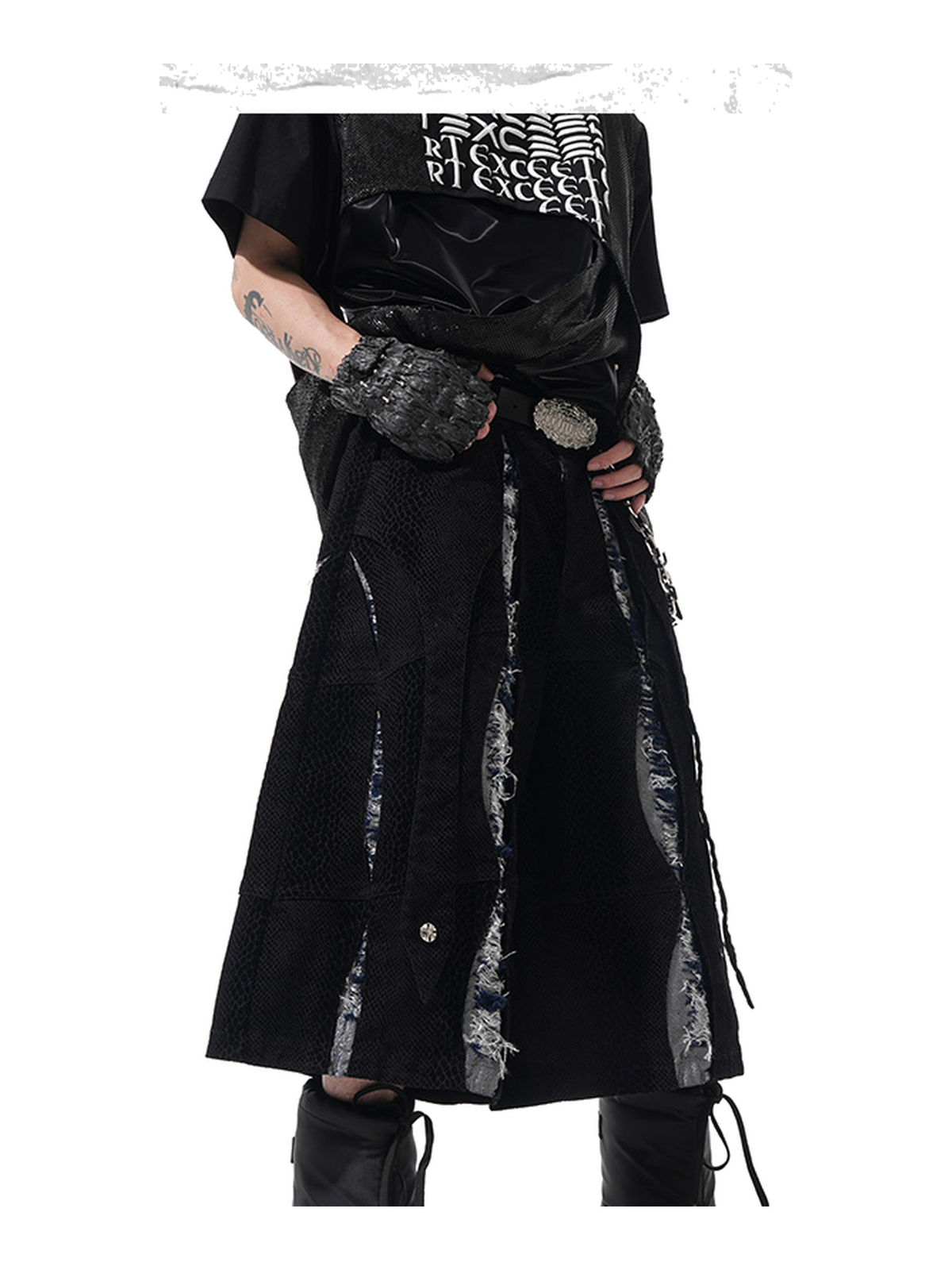 Snake-Panel Deconstructed Longline Shorts product view 3