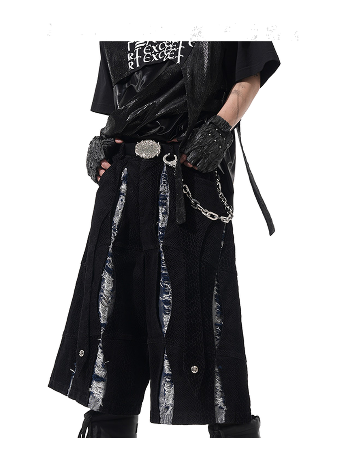Snake-Panel Deconstructed Longline Shorts product view 4