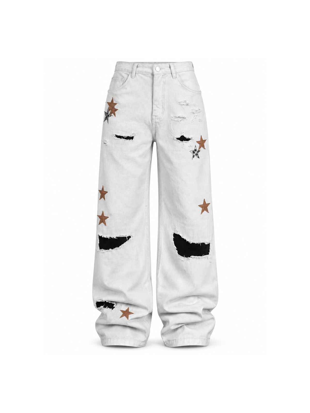 Star Patch Double-Layer Distressed Jeans product image