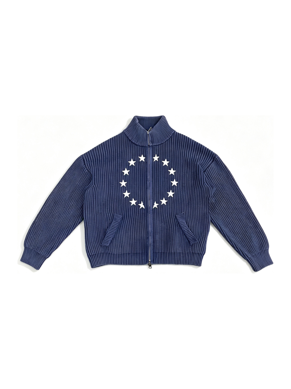 Ace Jolun. Star-Pattern Zip Knit Cardigan product view 1