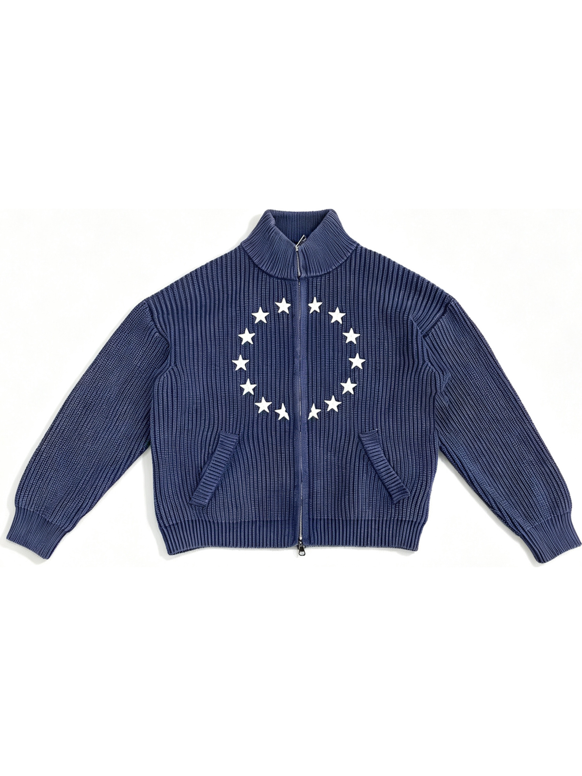 Ace Jolun. Star-Pattern Zip Knit Cardigan product view 2
