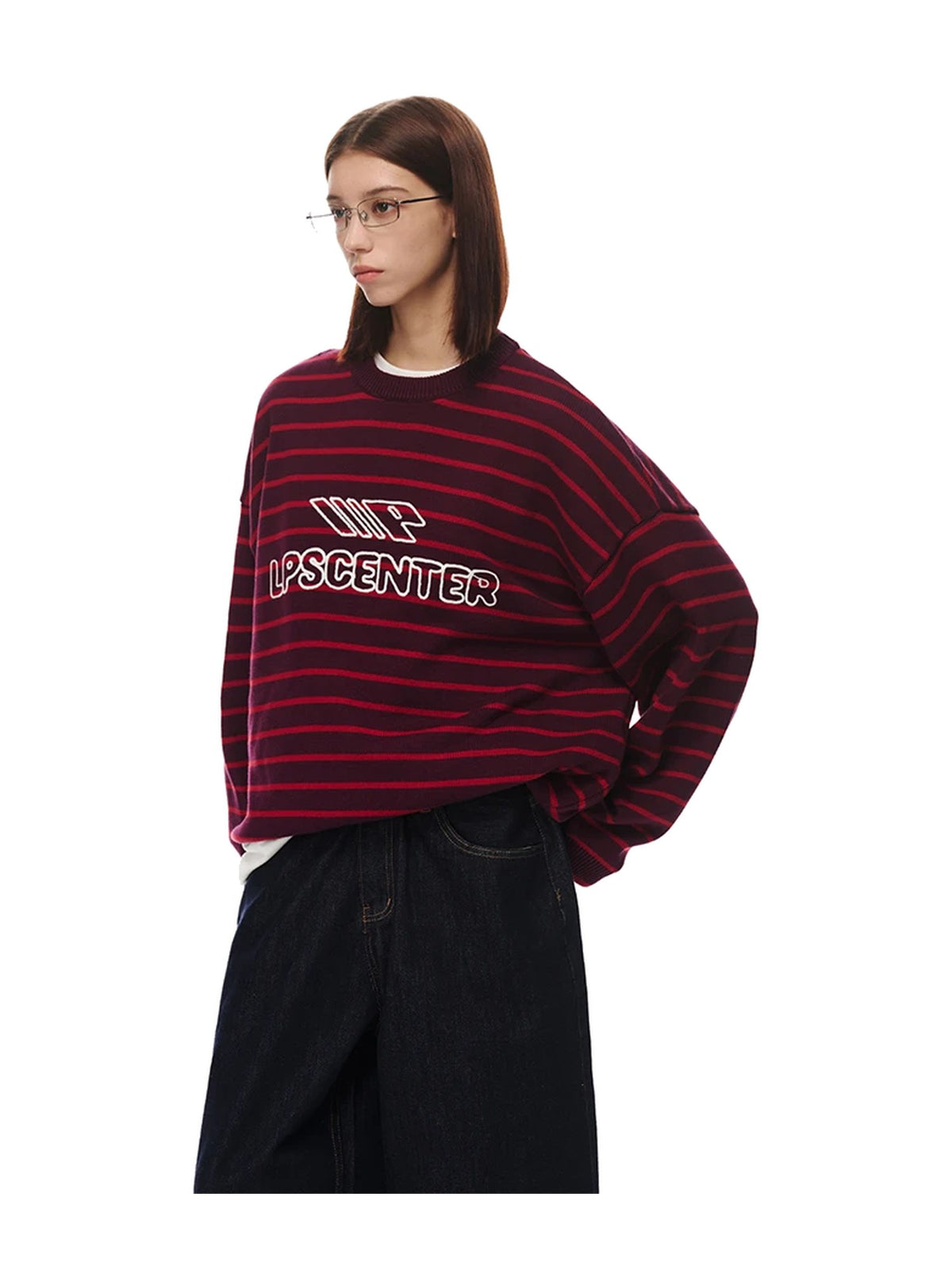 Striped Embroidered Crewneck Knit Sweater product image 2