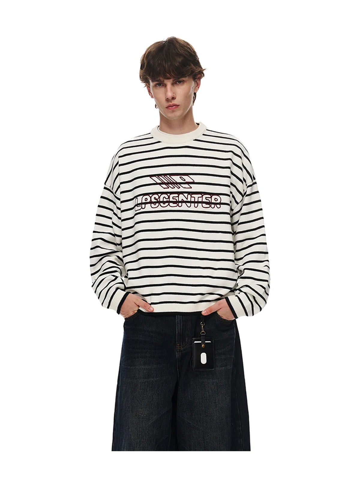 Striped Embroidered Crewneck Knit Sweater product image 4