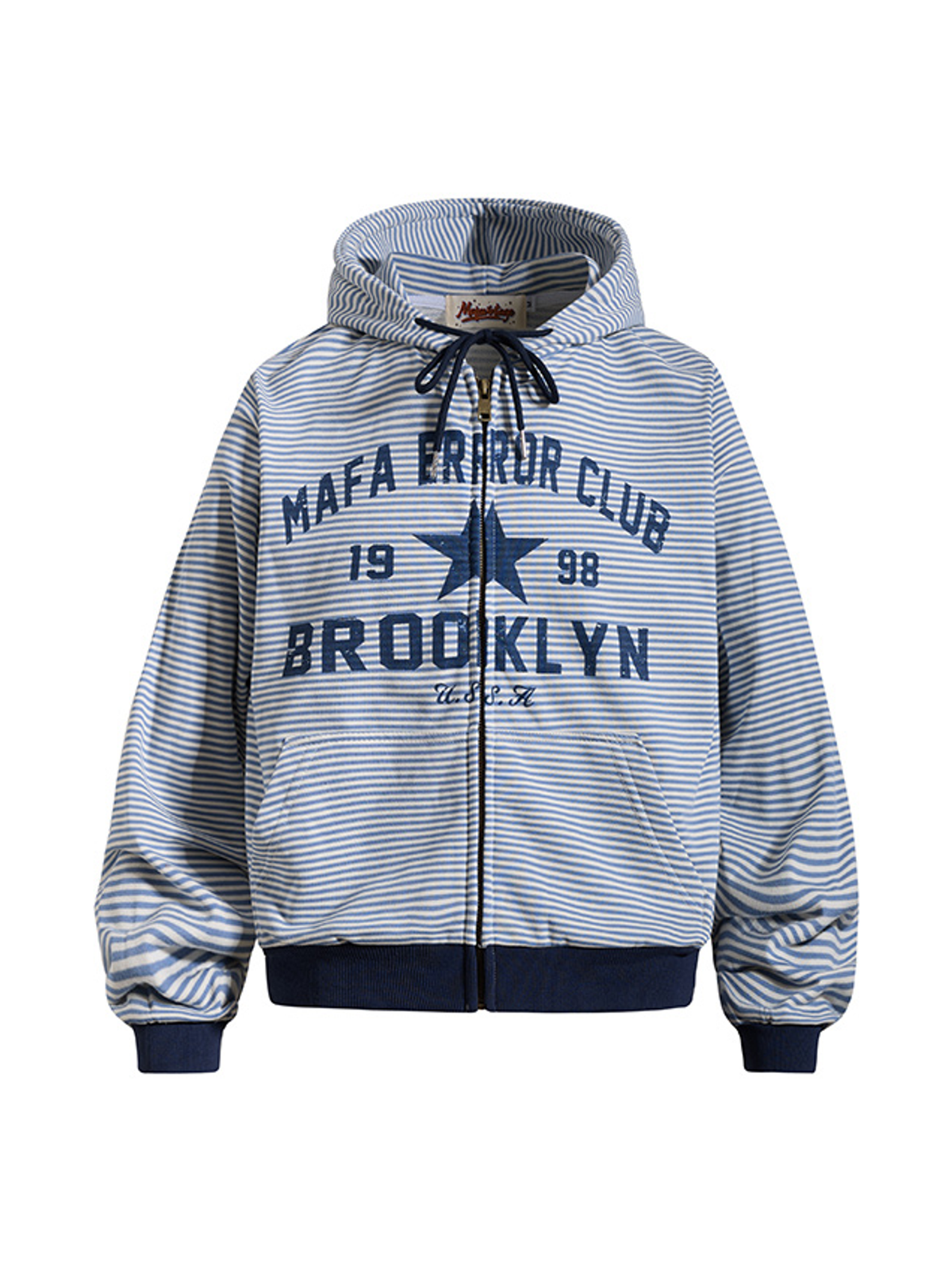 Ace Jolun. Striped Letter-Print Zip Hoodie product view 1