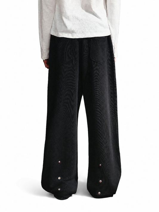 Ace Jolun black enzyme-wash wide-leg sweatpants rear view
