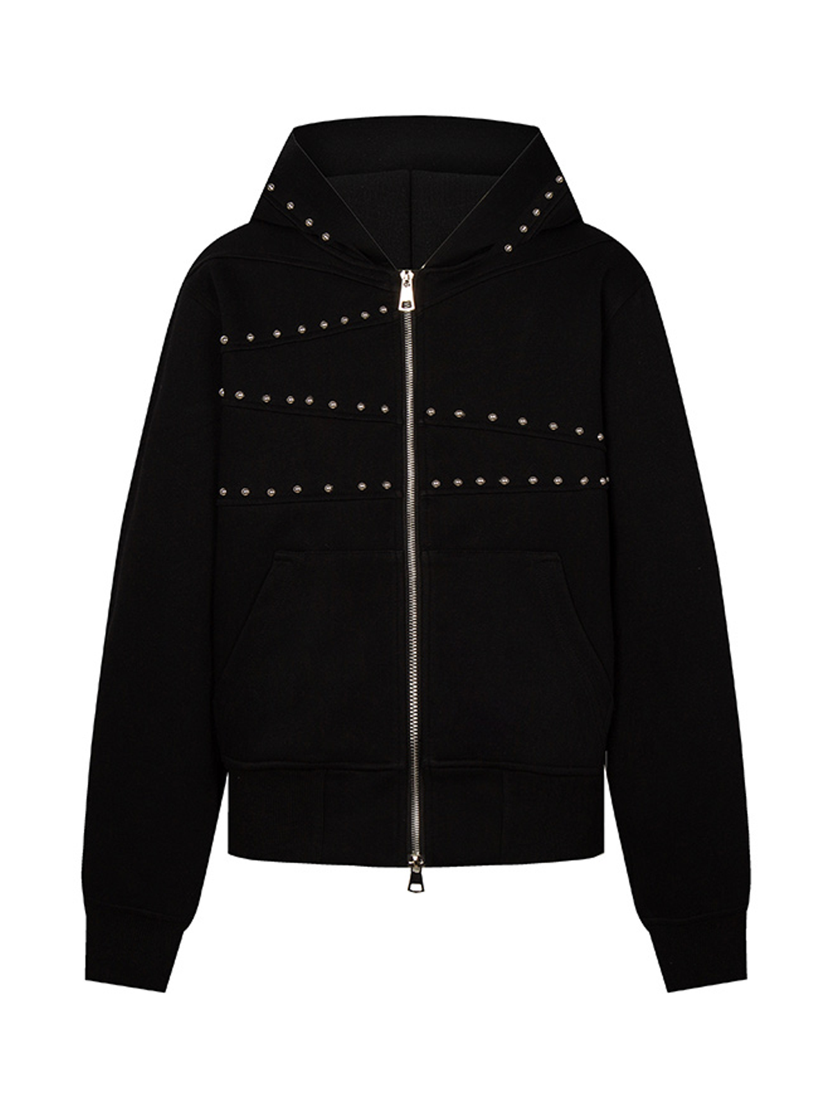 Ace Jolun. Studded Deconstructed Cropped Hoodie product view 1