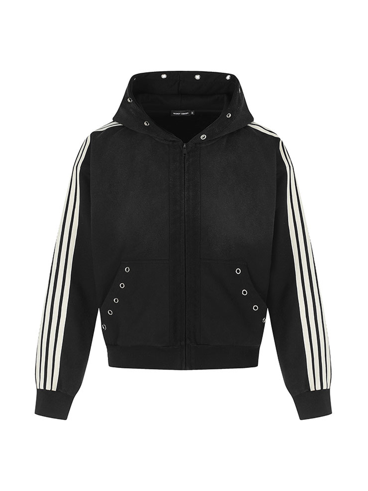 Ace Jolun. Studded Four-Stripe Washed Zip Hoodie product view 1