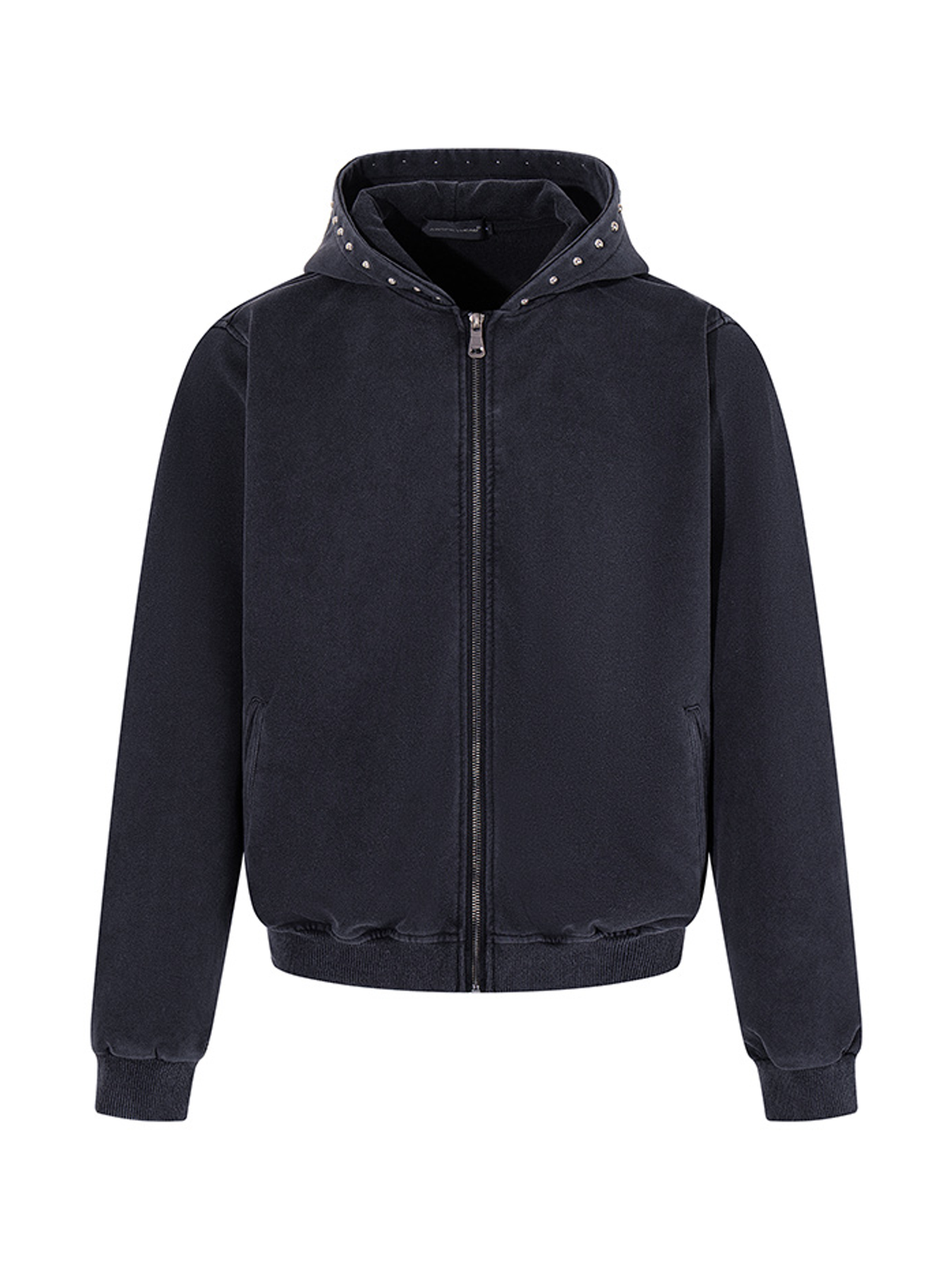 Ace Jolun. Studded Washed Boxy Zip Hoodie product view 1