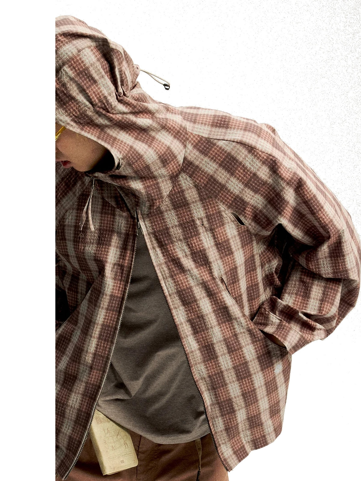 Textured Plaid Hooded Jacket product image