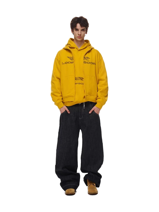 Vintage Washed Graphic Zip-Up Sweatshirt product image 1