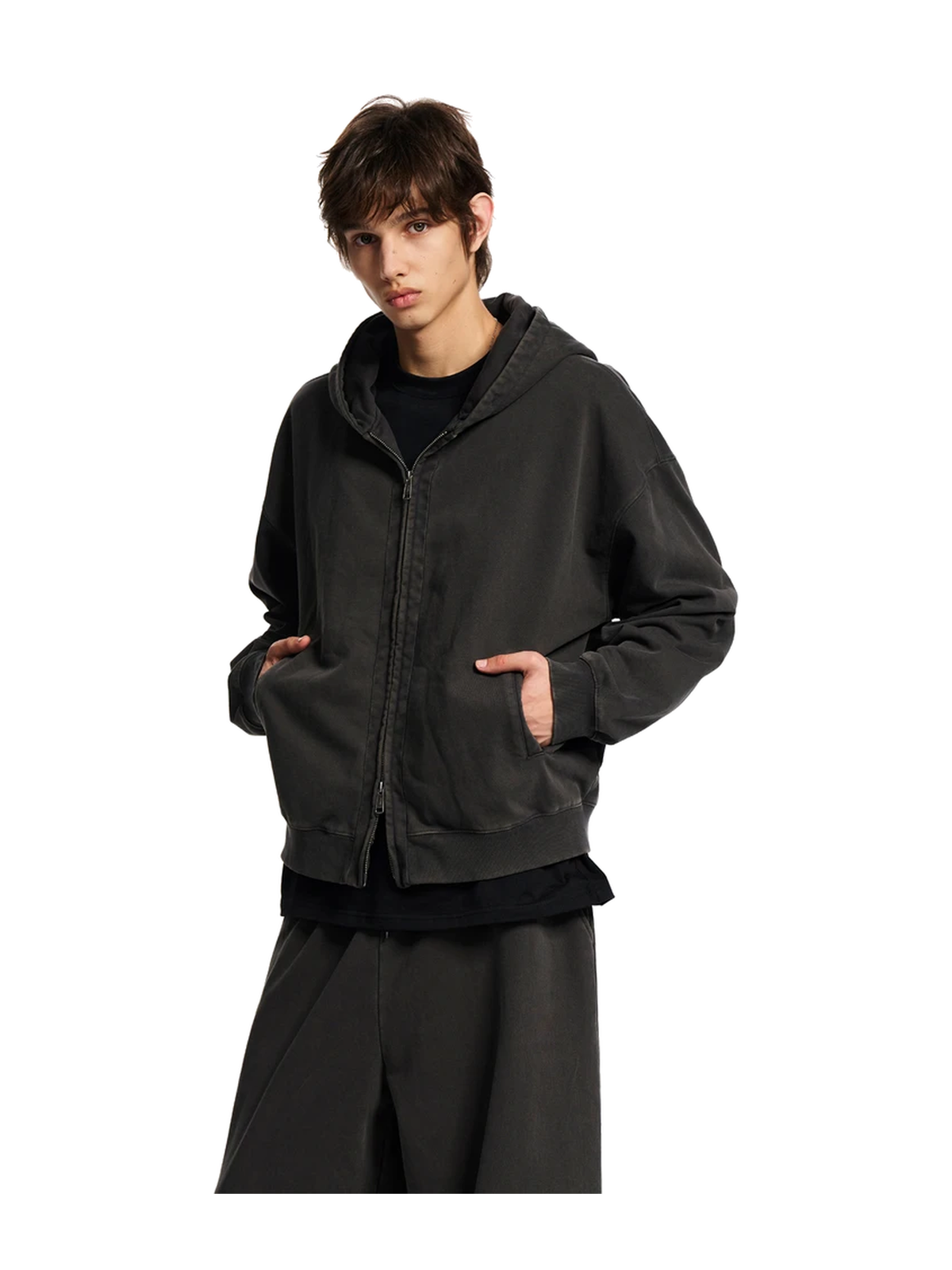 Vintage Washed Zip-Up Hooded Jacket product image 5