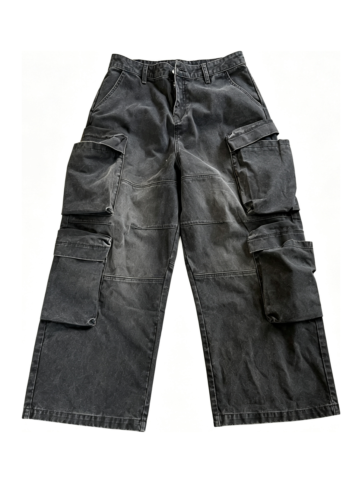 Ace Jolun. Washed Black Multi-Pocket Cargo Pants product view 1