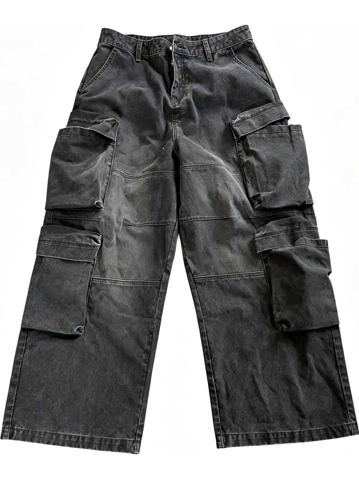 Ace Jolun. Washed Black Multi-Pocket Cargo Pants product view 2