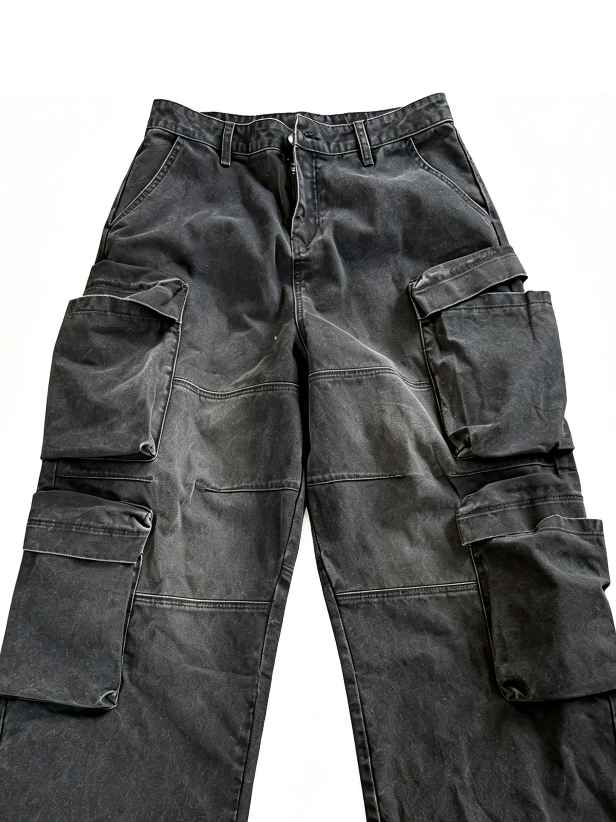 Ace Jolun. Washed Black Multi-Pocket Cargo Pants product view 3