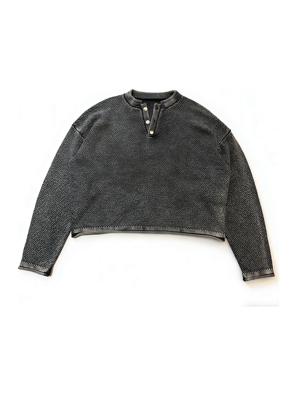 Ace Jolun. Washed Cotton Henley Knit Top product view 1