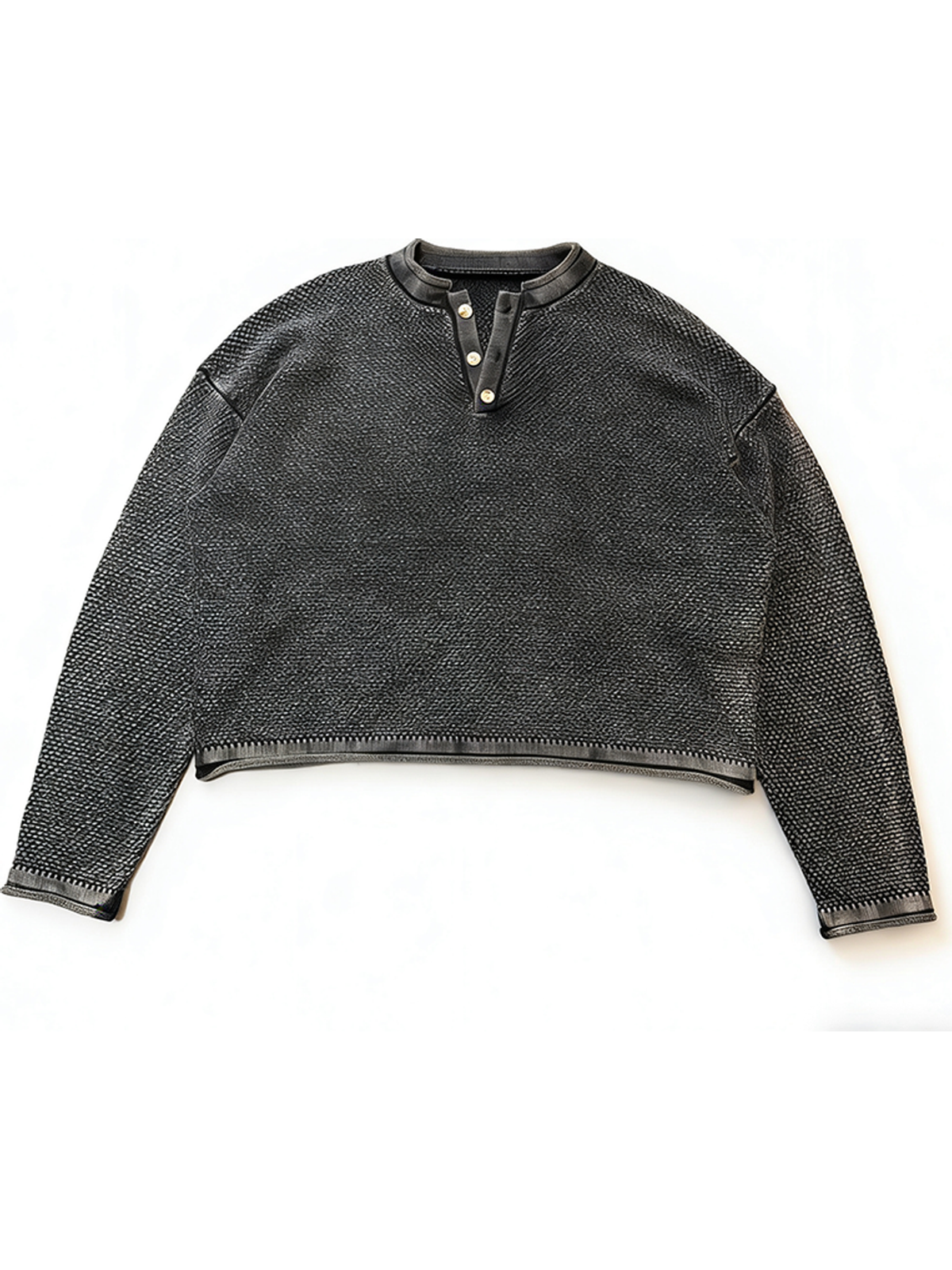 Ace Jolun. Washed Cotton Henley Knit Top product view 2