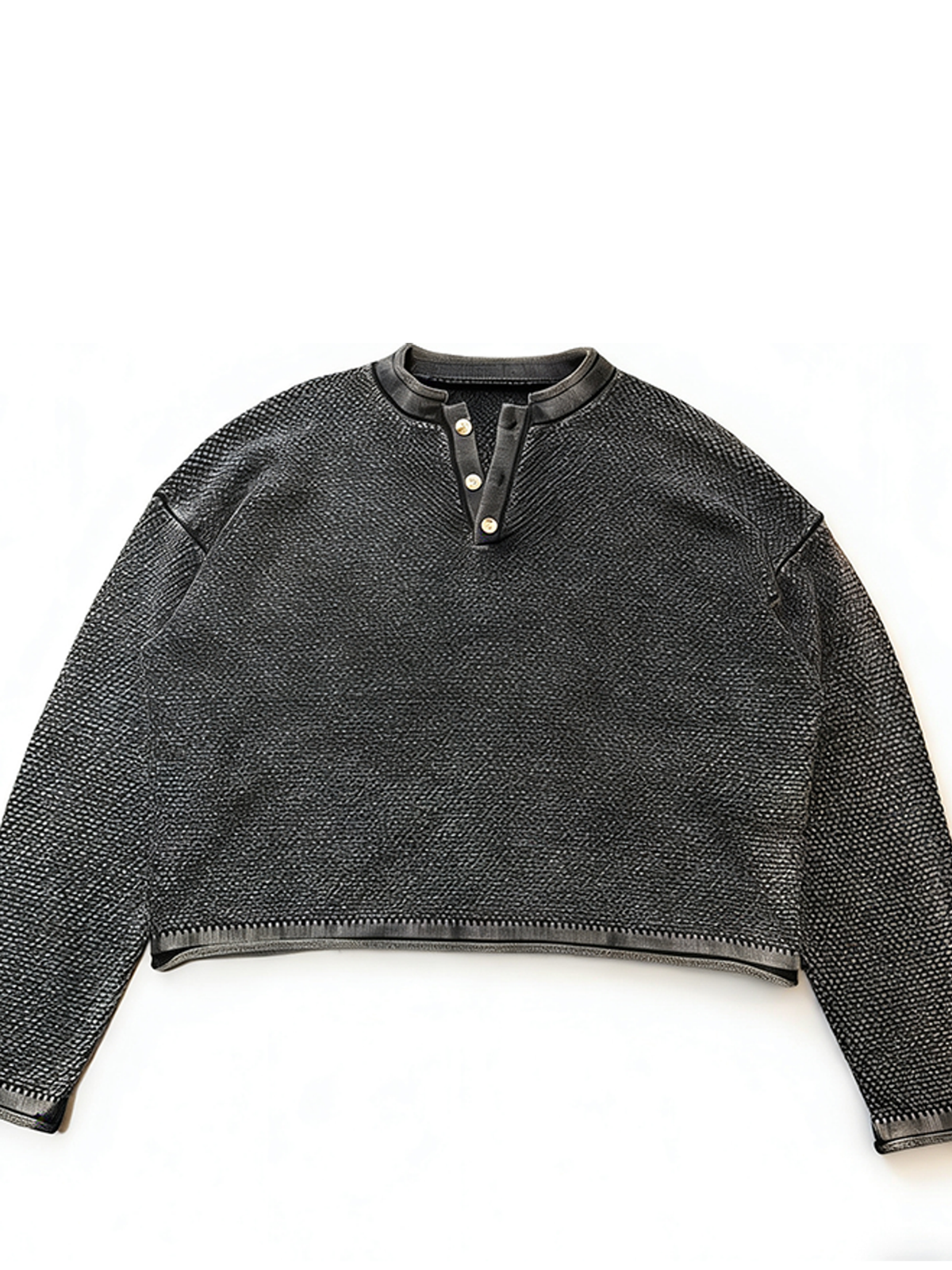 Ace Jolun. Washed Cotton Henley Knit Top product view 3