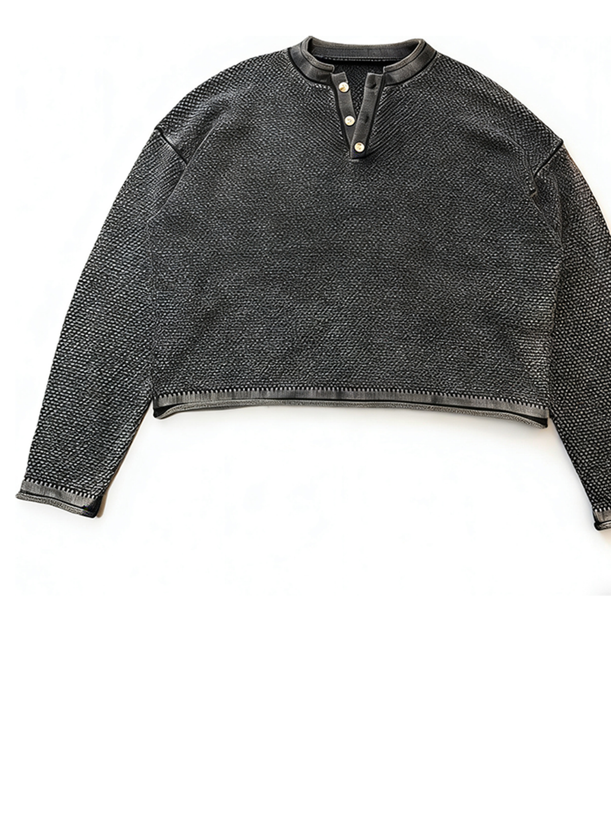 Ace Jolun. Washed Cotton Henley Knit Top product view 4