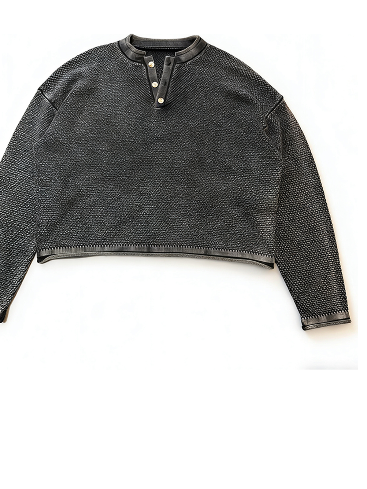 Ace Jolun. Washed Cotton Henley Knit Top product view 5